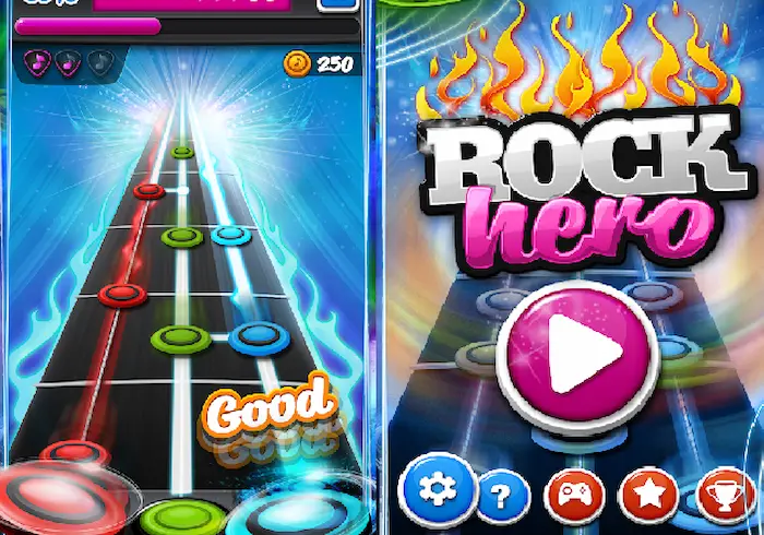 Conviértete en un héroe del rock con Rock Hero, uno de los mejores juegos de estilo Guitar Hero o Rock Band para Android