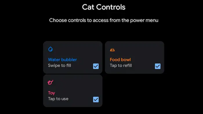 Estos son los controles del gato, parte del juego de Android 11