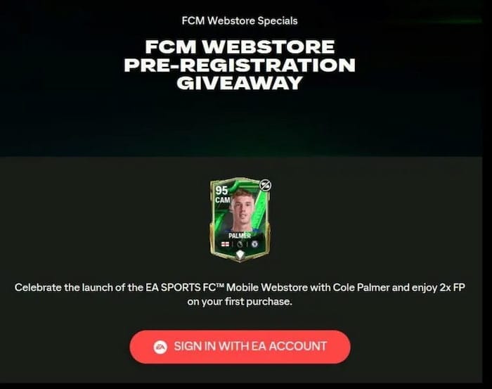 Imagen donde se muestra la recompensa de registro previo de la FC Mobile Store