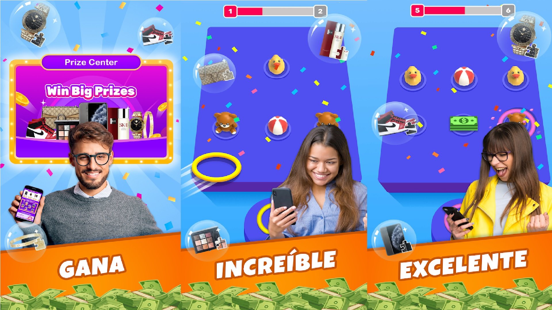 Juega y gana dinero lanzando aros a botellas con Lucky Toss 3D