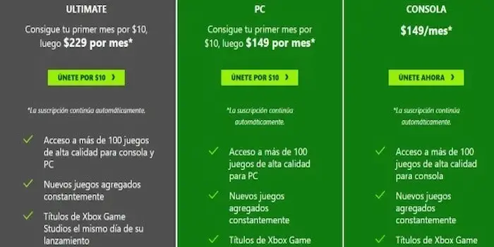 El servicio de Xbox Game Pass se divide en tres planes que se adaptan a tus necesidades y presupuesto