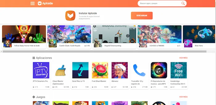 Puedes instalar Aptoide y tener acceso a un catálogo de juegos y apps muy completo
