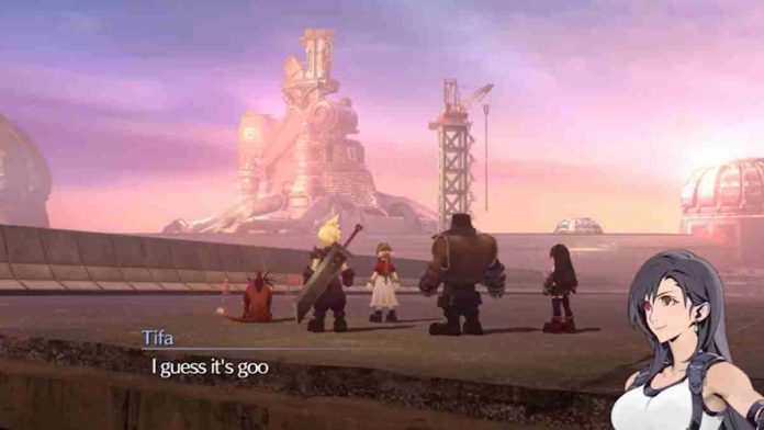 Imagen de Final Fantasy VII: Ever Crisis con Red XIII, Cloud, Aeris, Barret y Tifa.