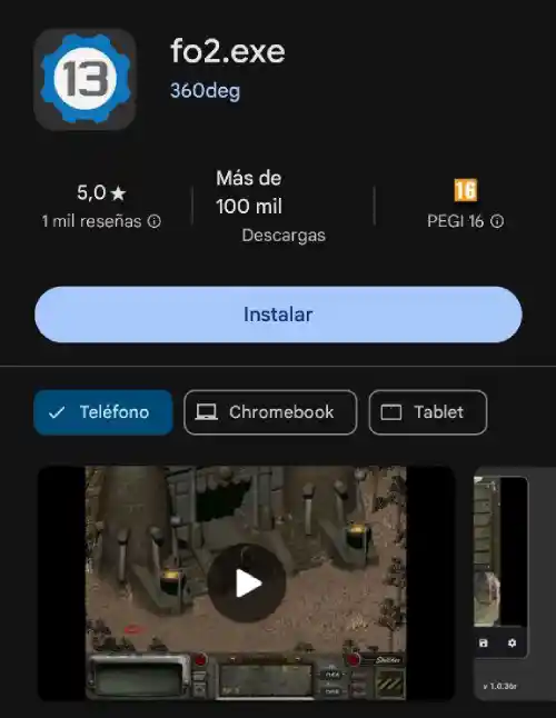 Instalar fo2.exe desde Play Store