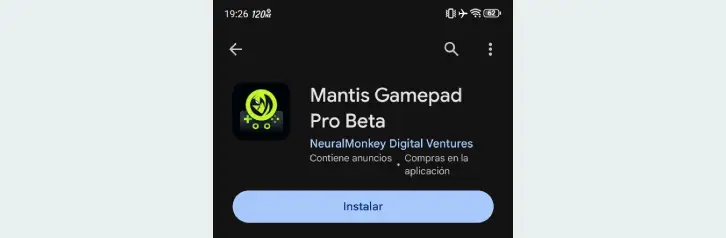 Instalar la app Mantis Gamepad