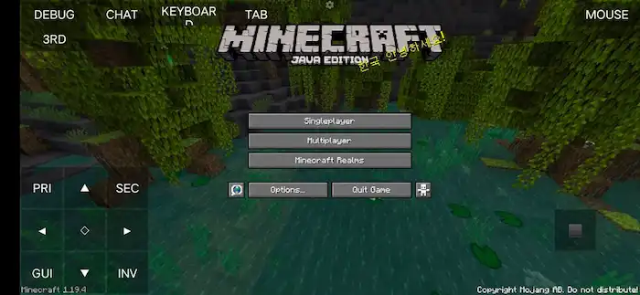 Pantalla inicial de Minecraft Java en Android