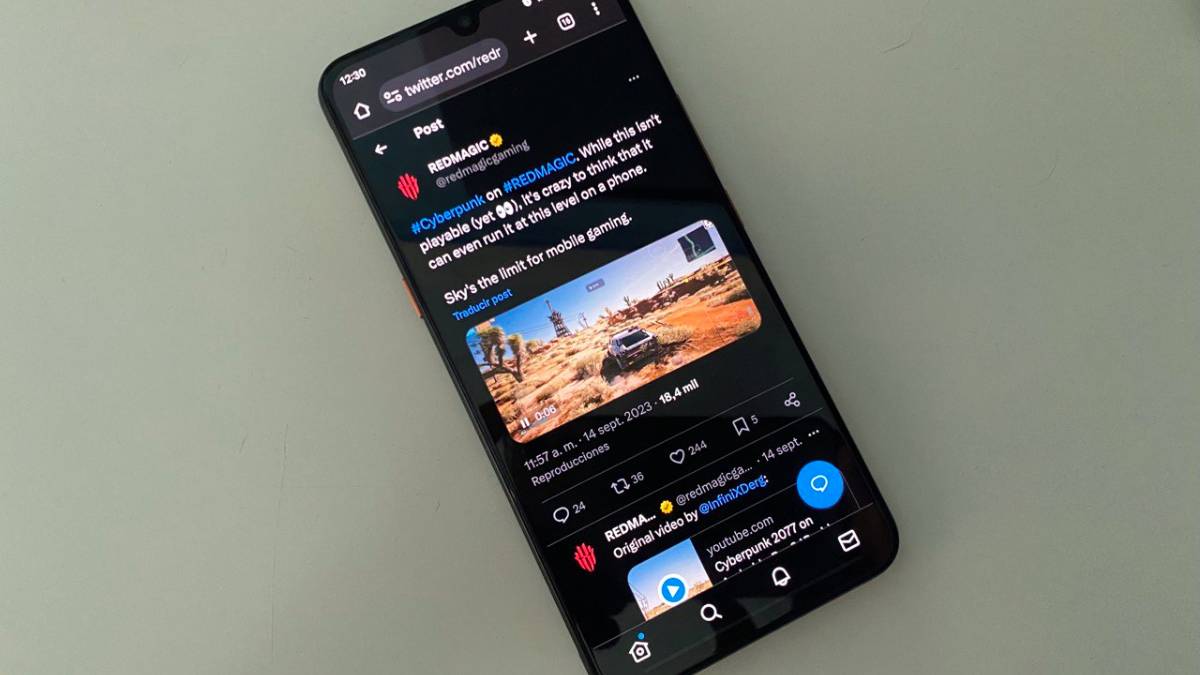 Publicación de Redmagic sobre la emulación de Cyberpunk 2077 en Android.