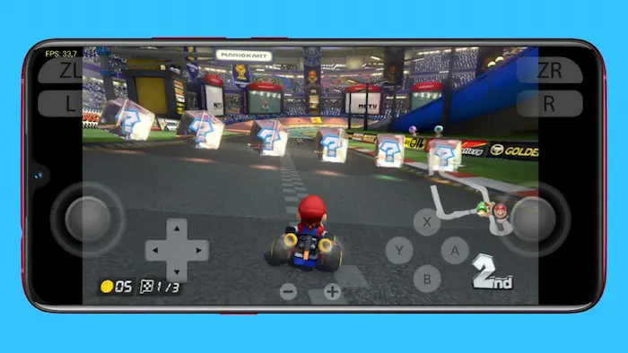 Yuzu para Android emulando Mario Kart 8 Deluxe de Nintendo Switch.
